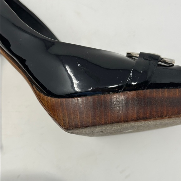 GUCCI Black Patent Leather Peep Toe Pumps Tom Ford Era Horsebit, Size 9B 0062 - Picture 8 of 16